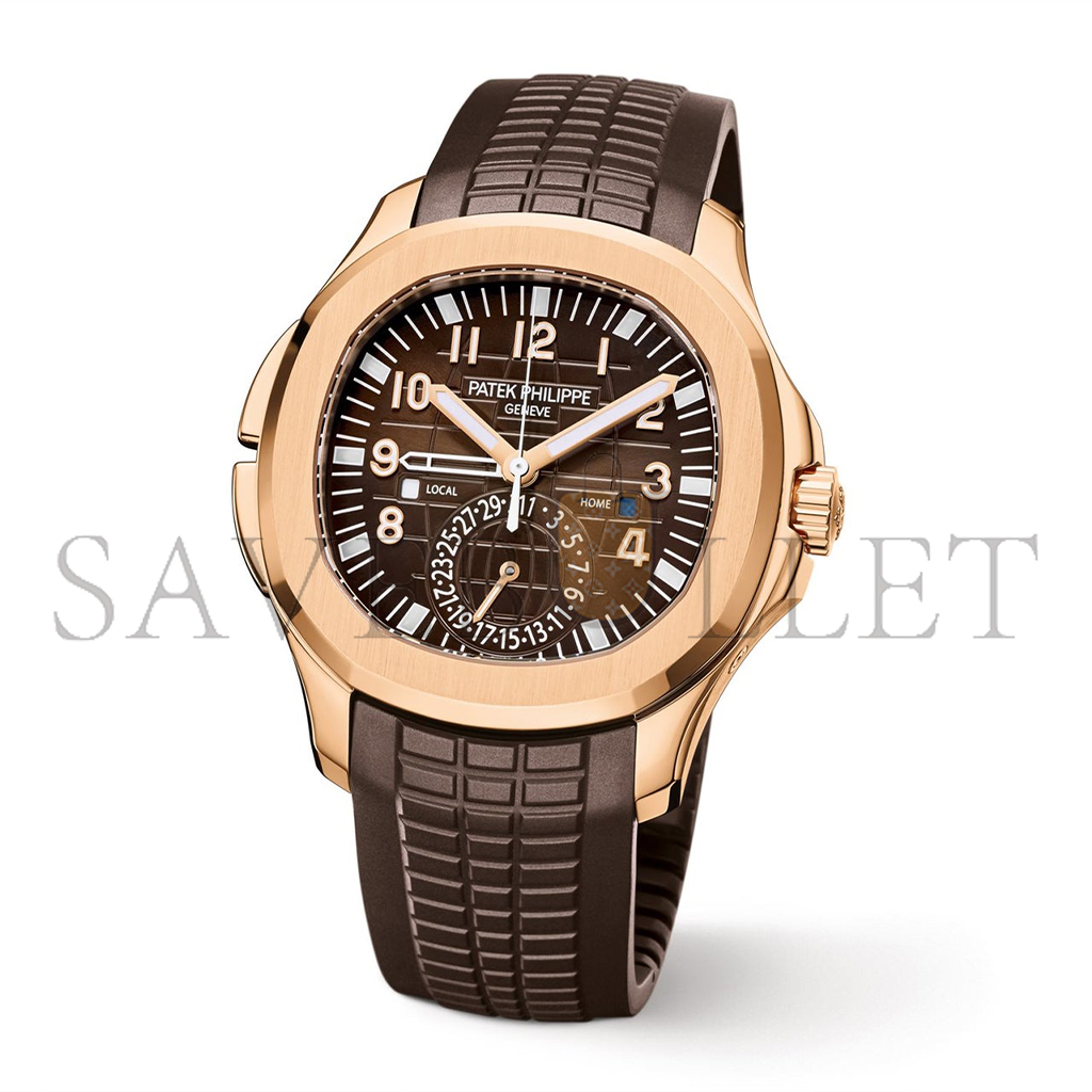 PATEK PHILIPPE AQUANAUT ROSE GOLD TRAVEL TIME BROWN DIAL COMPOSITE MEN’S WATCH 5164R-001